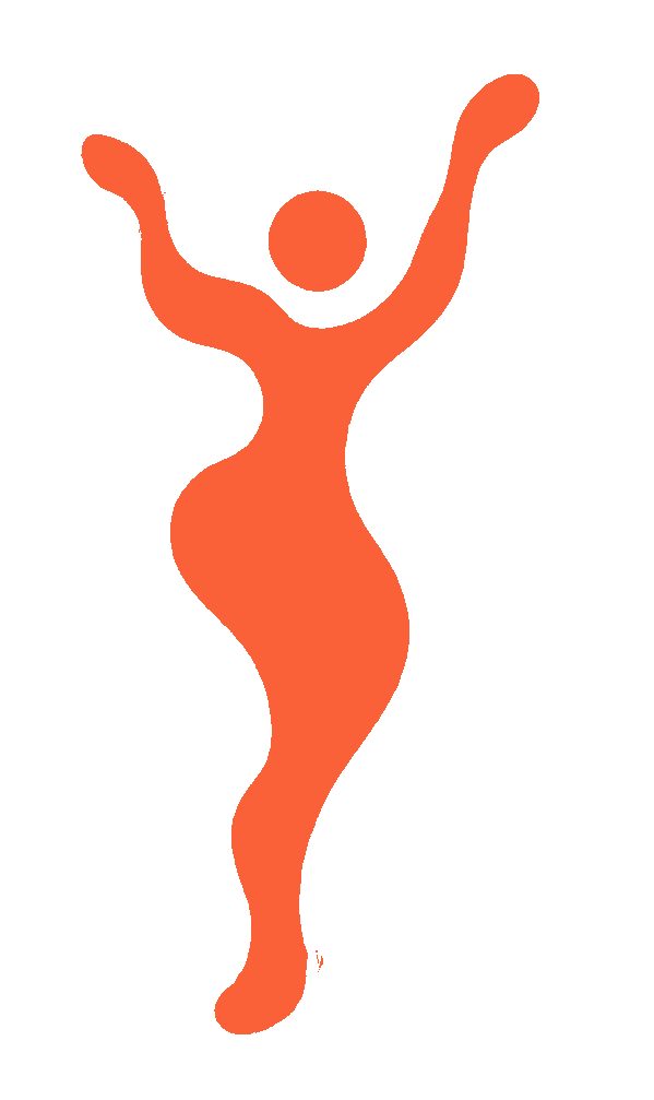 The Living Room dancing-figure brand mark in cream