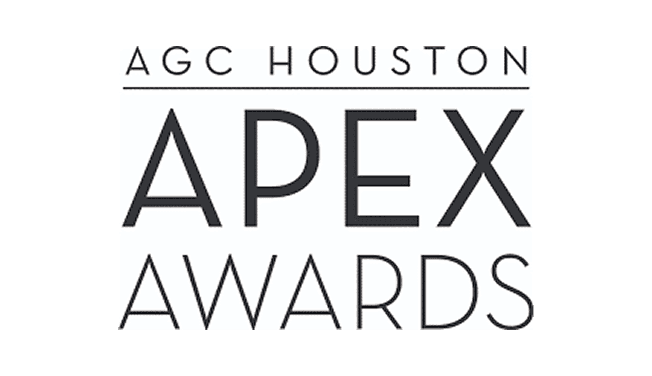 AGC Houston APEX Awards logo with bold APEX text and A W A R D S lettering.