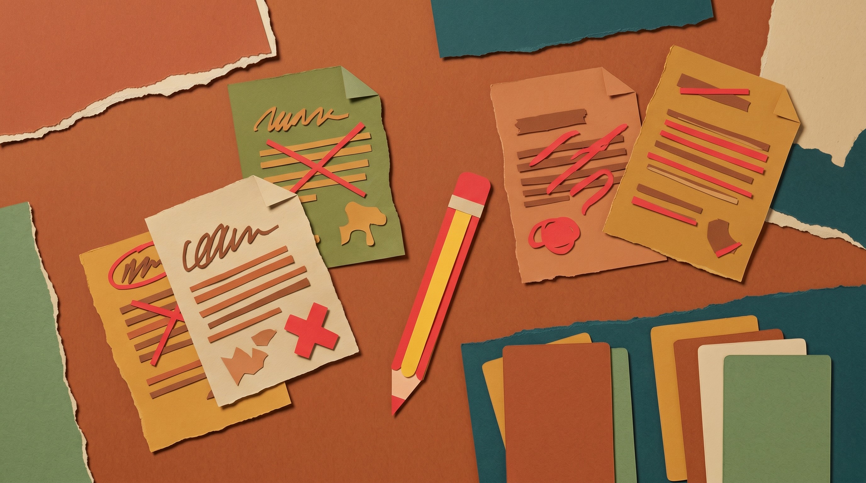 Discarded title drafts with correction marks