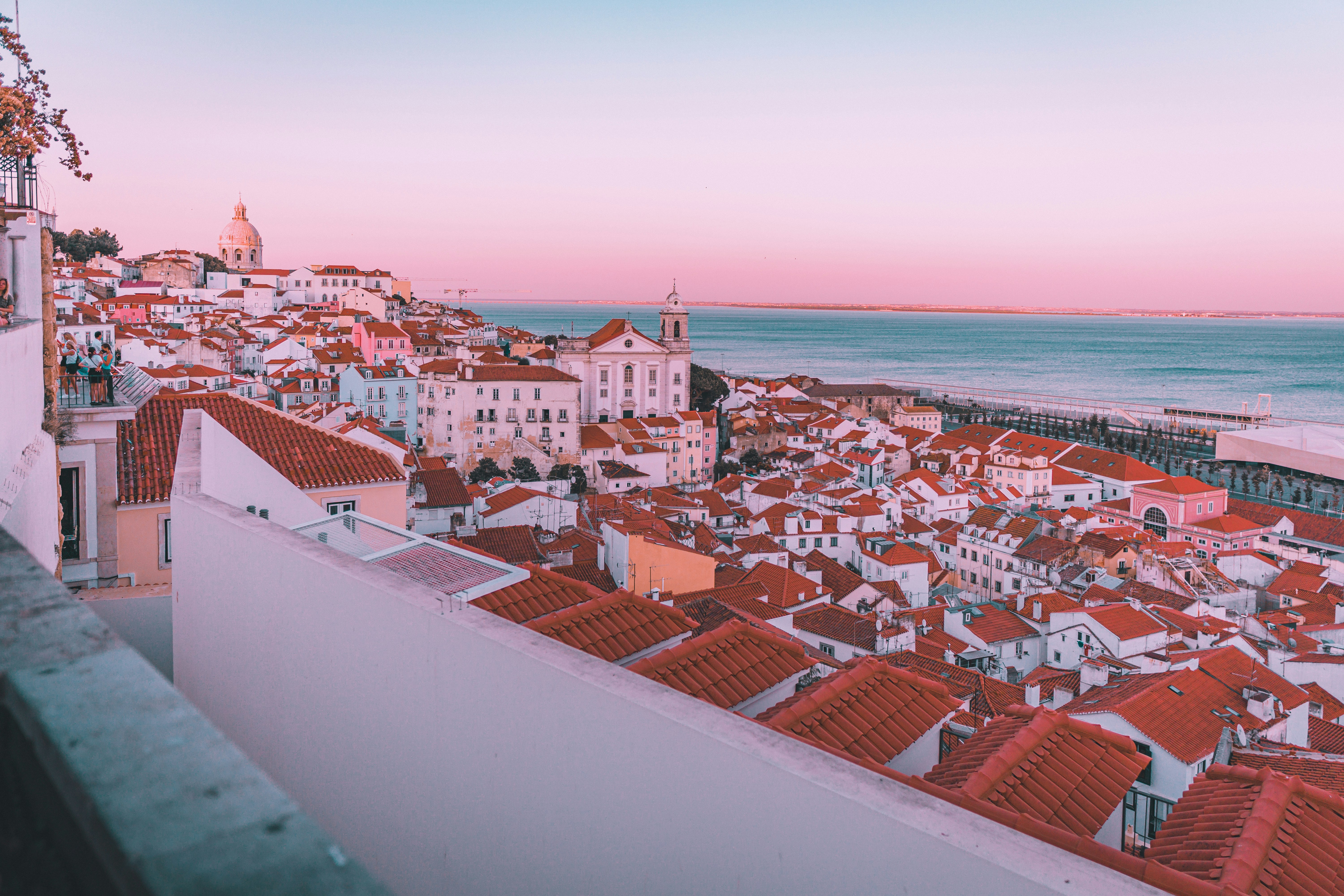 aerial view of city buildings near sea during daytime