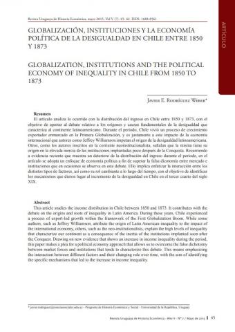 Globalización, instituciones y la economía política de la desigualdad en Chile entre 1850 y 1873