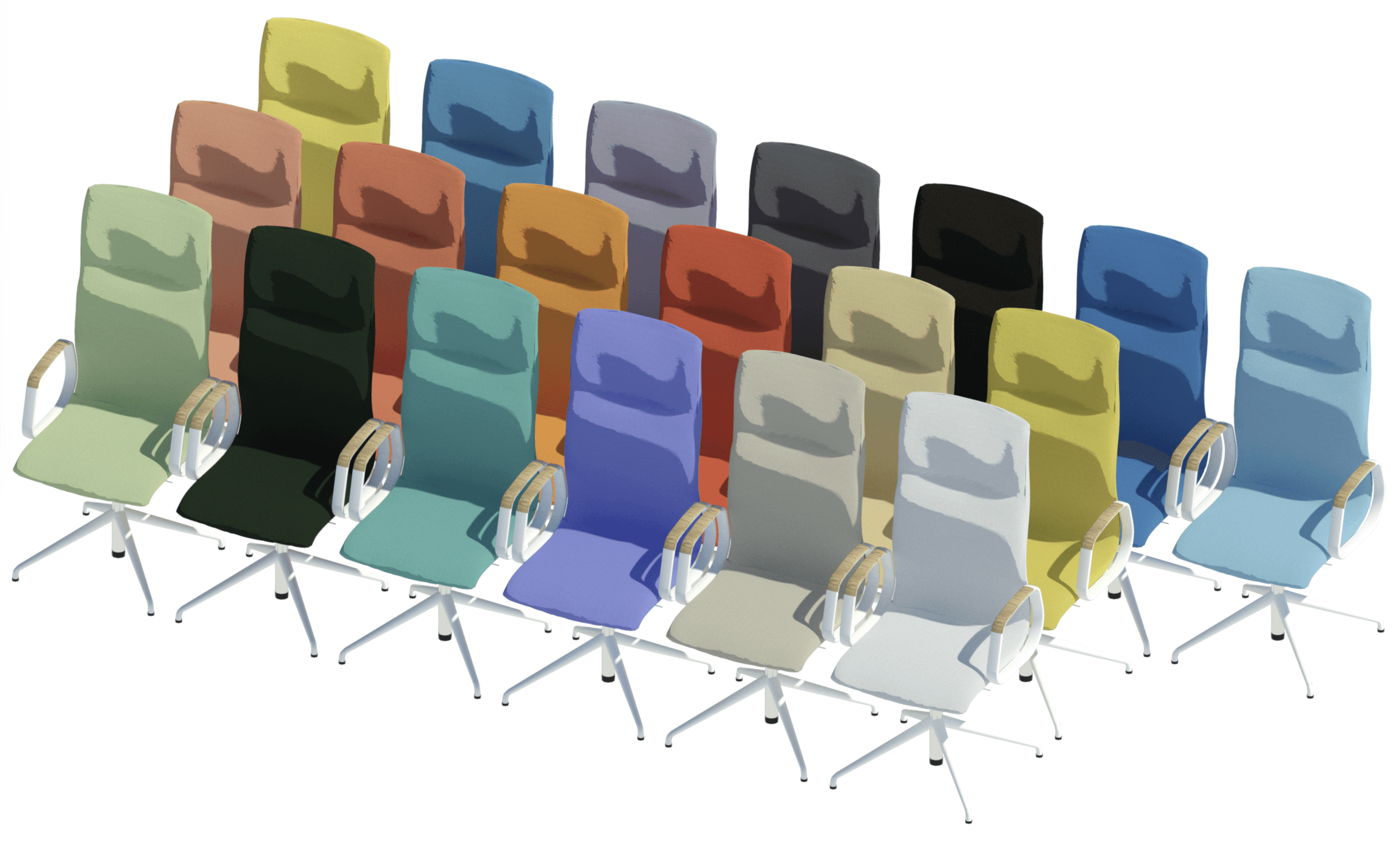 Decide conference chairs showing colors from Era material group.