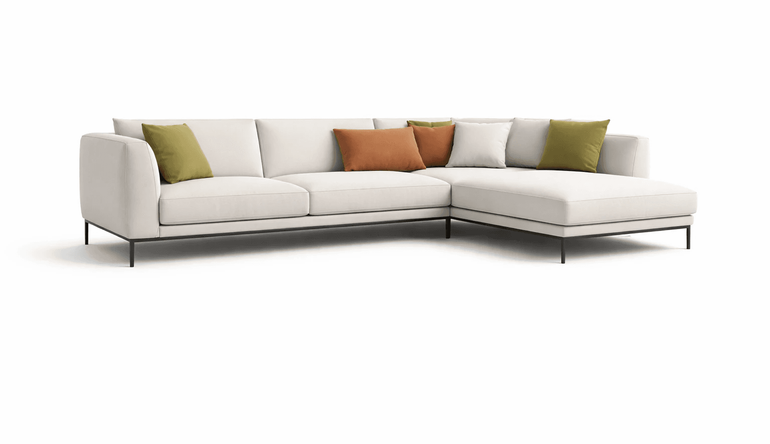 Minimal linear sofa with slim profile and understated contemporary form