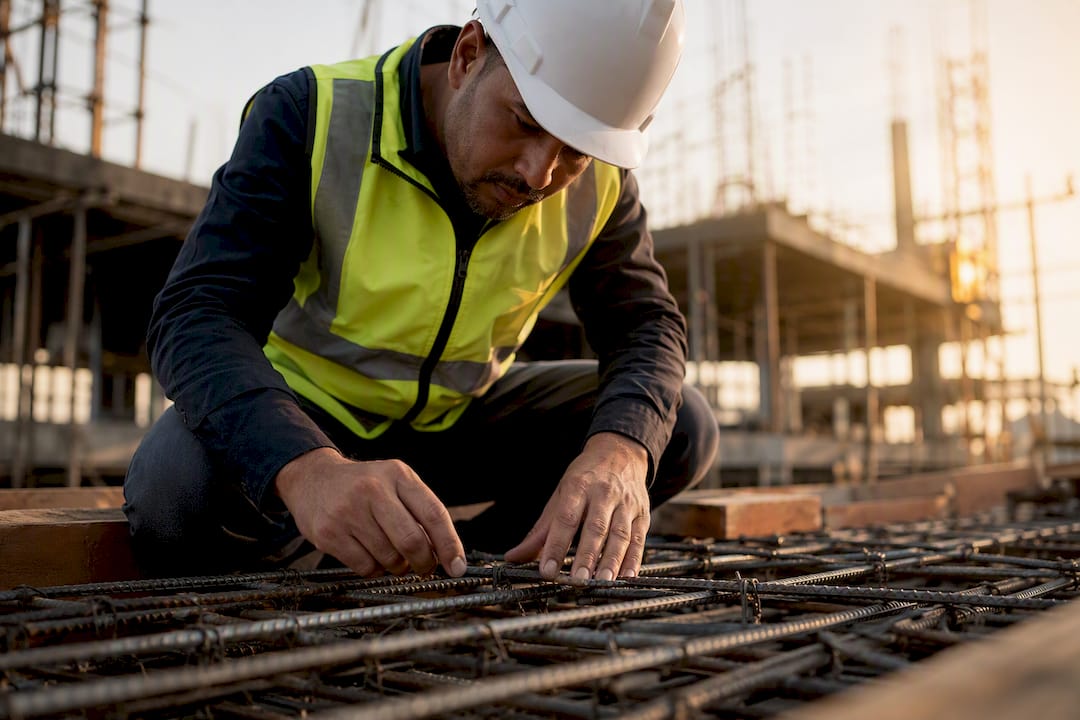 Manual safety inspection on construction rebar