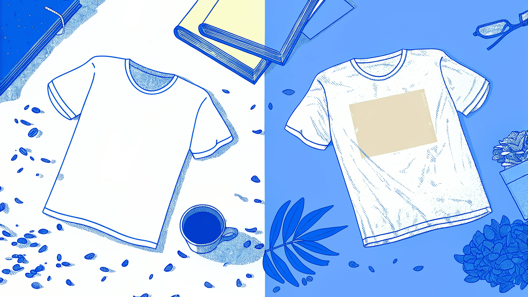 plain white tee transforms into a rose-gold printed custom shirt on marble surface