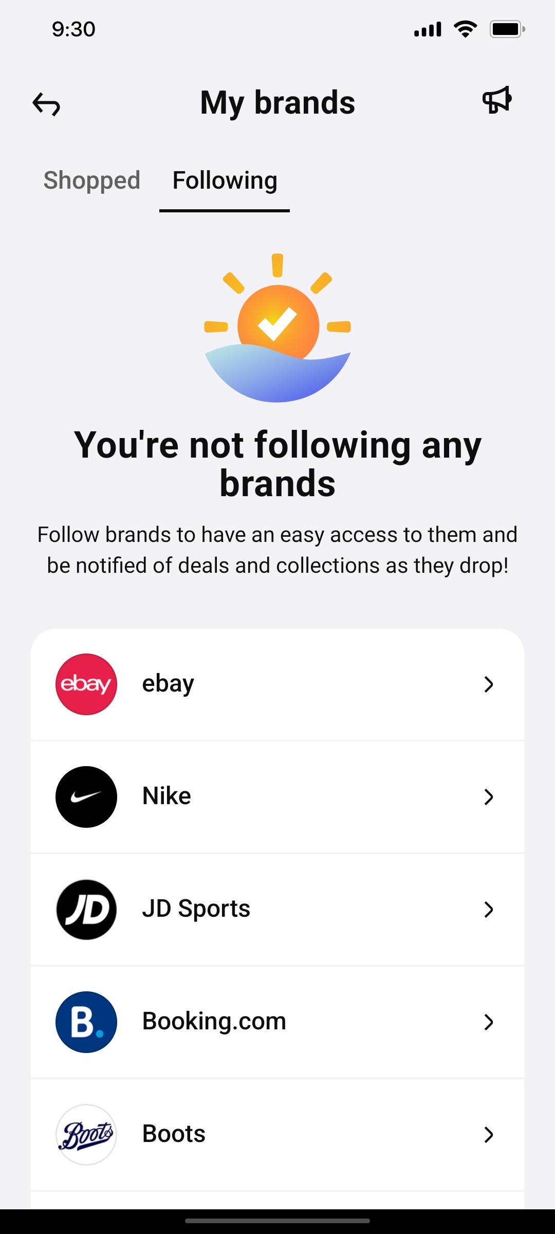 Klarna Following Page Screen