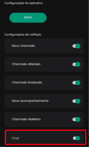 Notificação de chat via Aplicativo Android e iOS