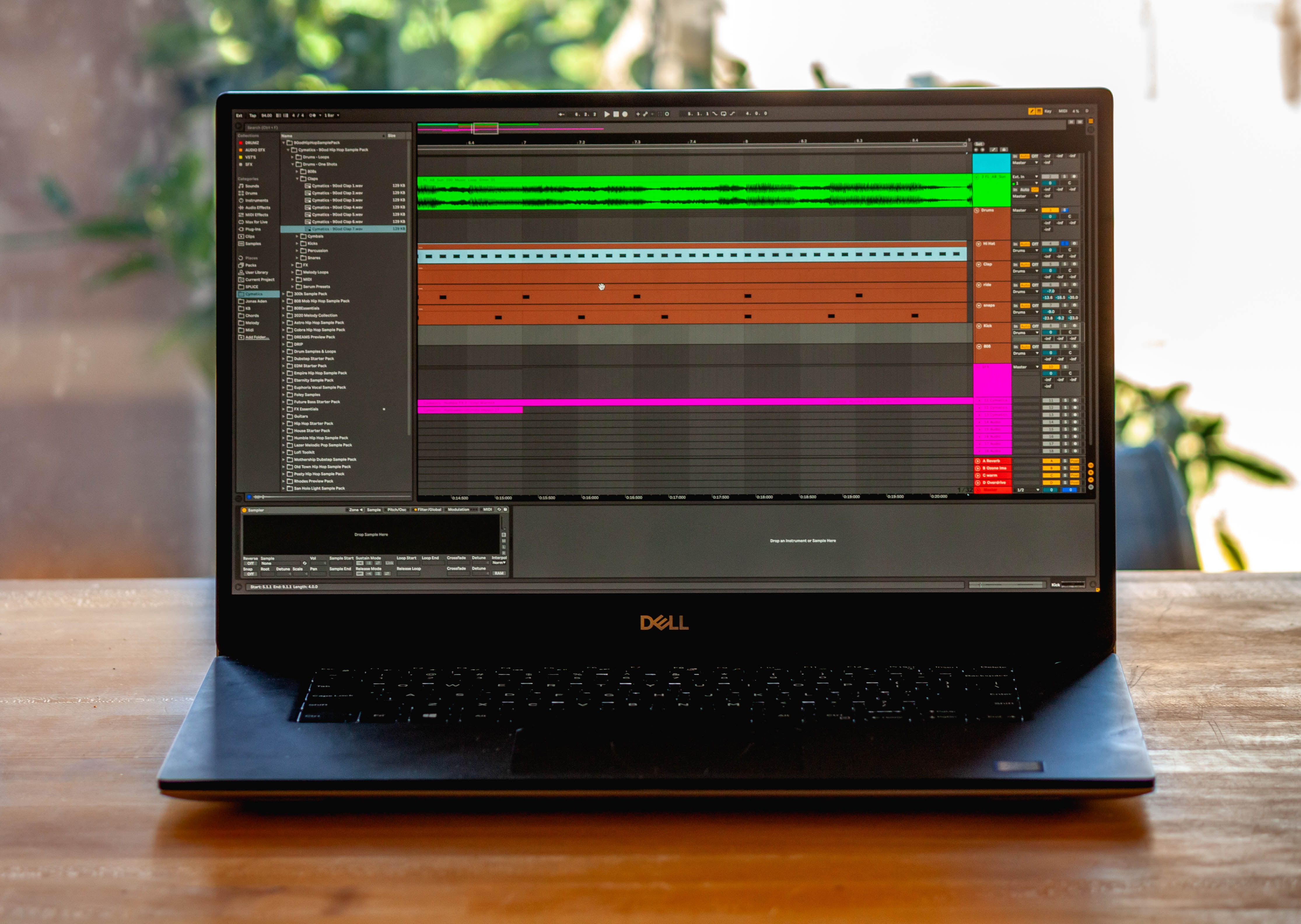 computer screen of a musician with sampling music