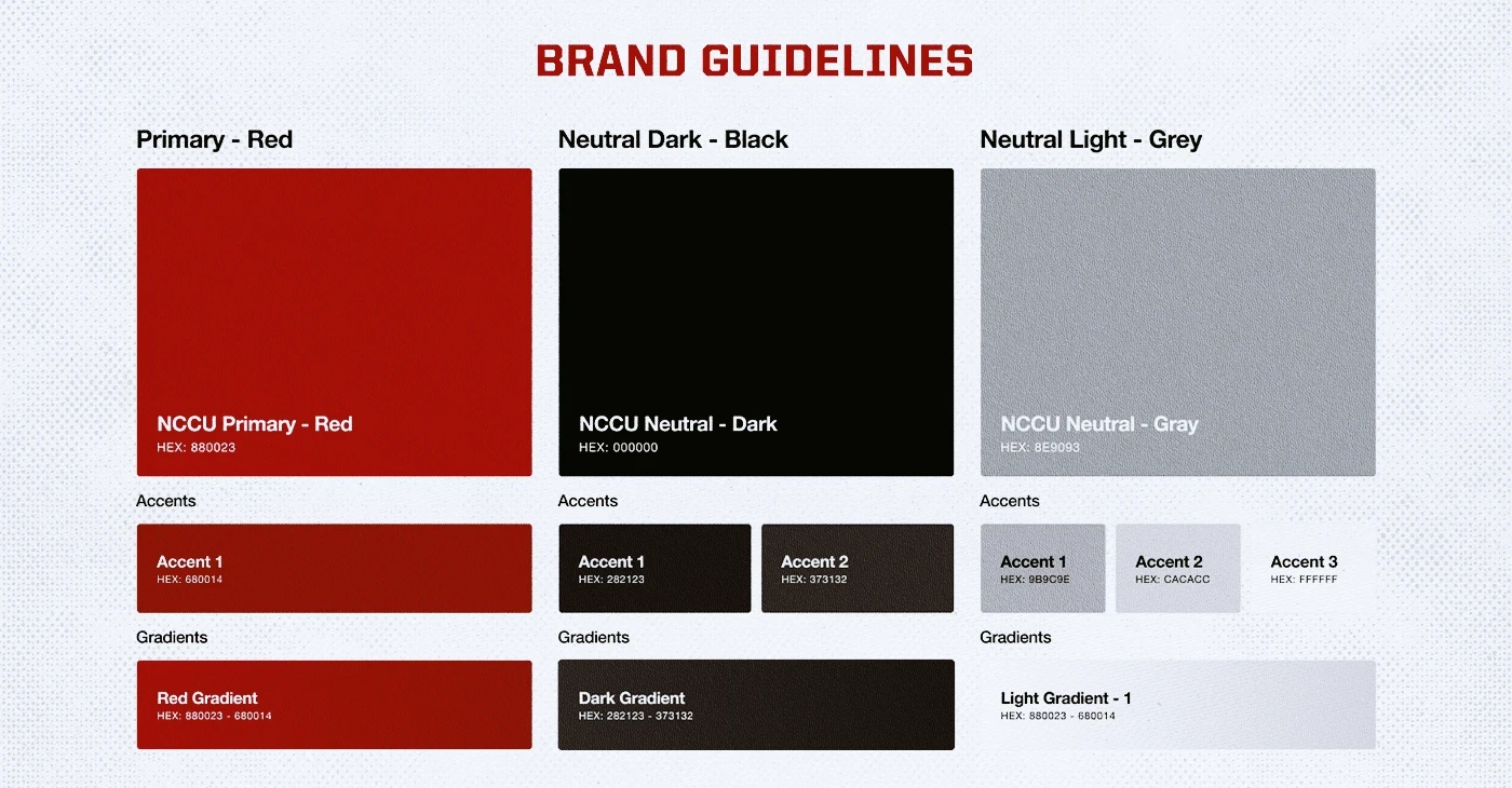 NCCU brand color guidelines