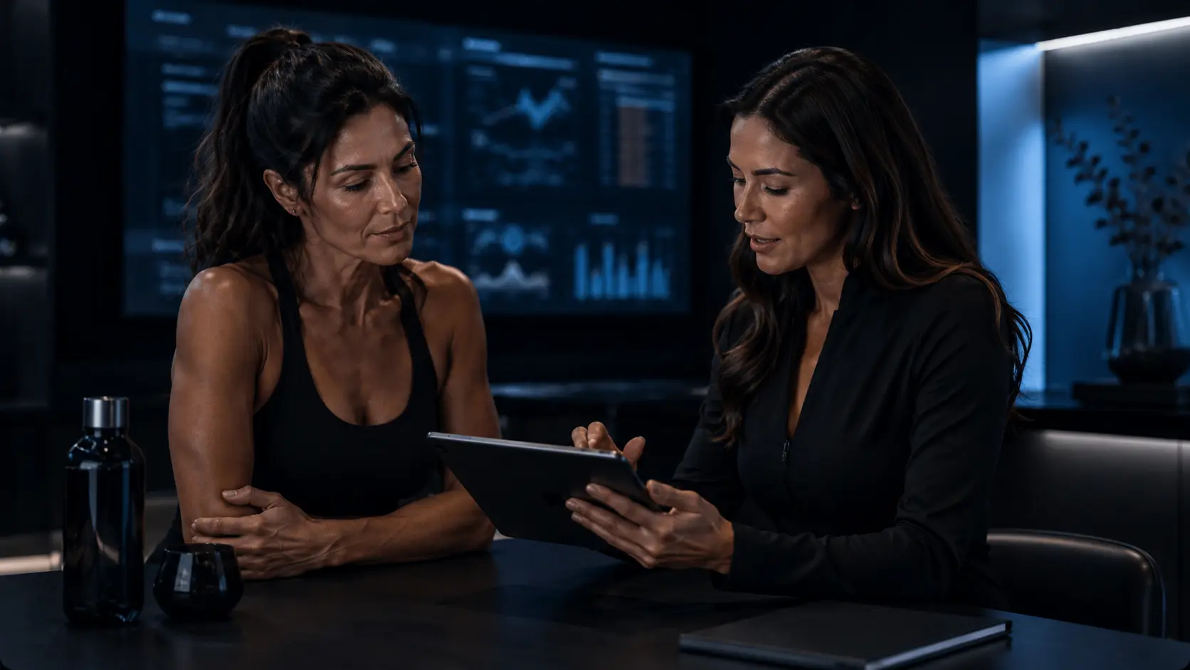 Women discussing testosterone formulation dosing and monitoring.