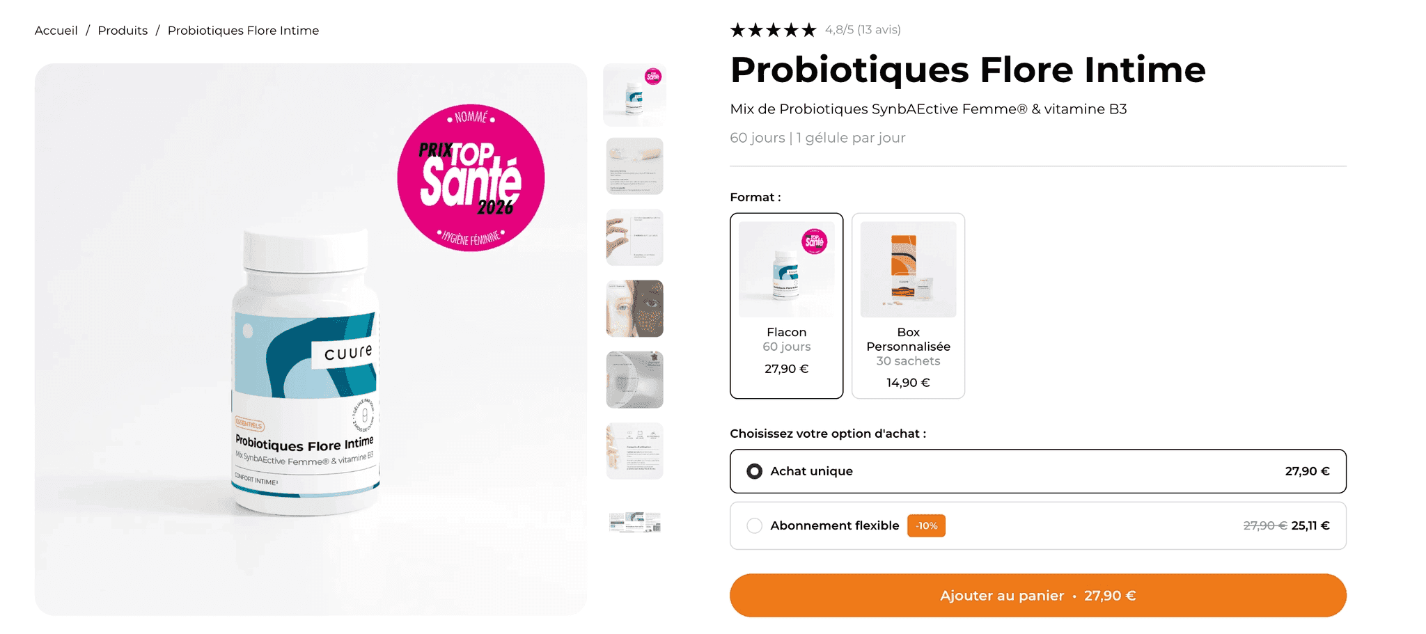 Cuure Probiotiques Flore Intime (formule personnalisée)