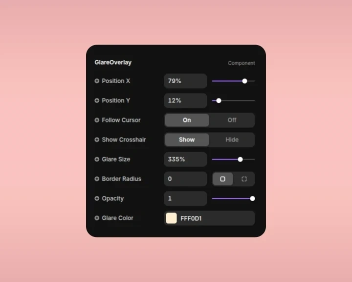 List of component properties