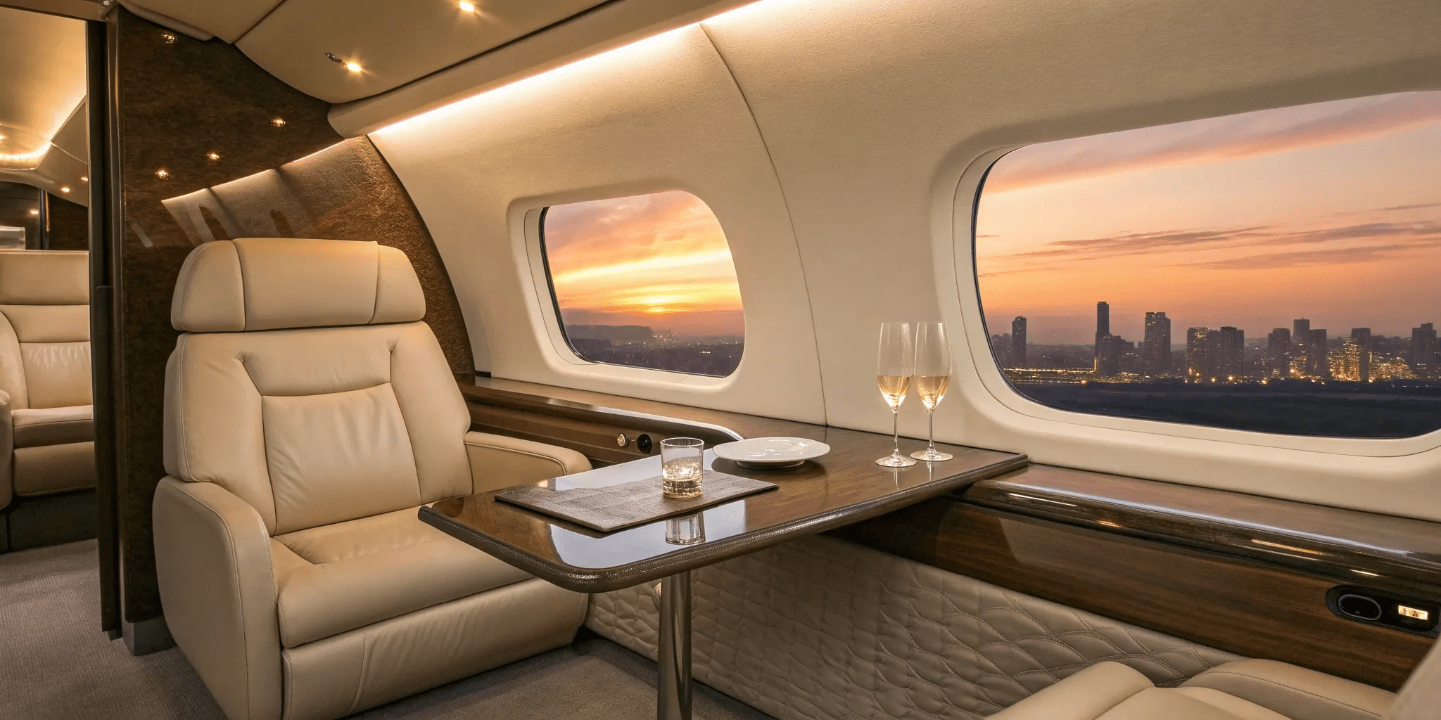 Luxury private jet parked on the runway beside a black executive car, representing premium private aviation and seamless travel service.
