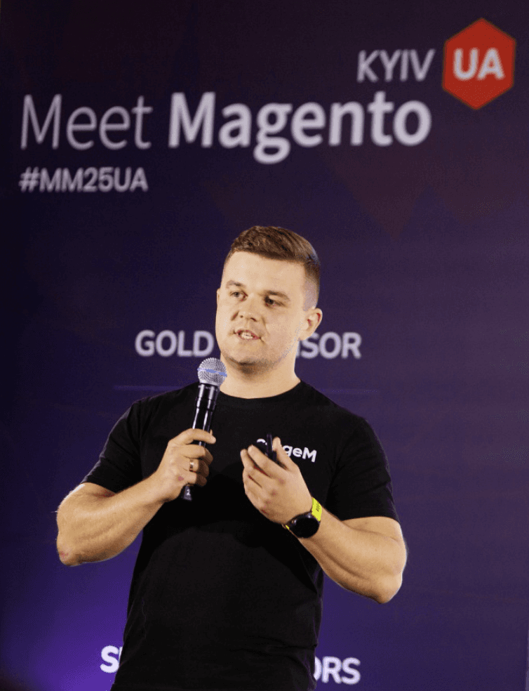 Vlad Kozak speaking at Meet Magento Ukraine 2025