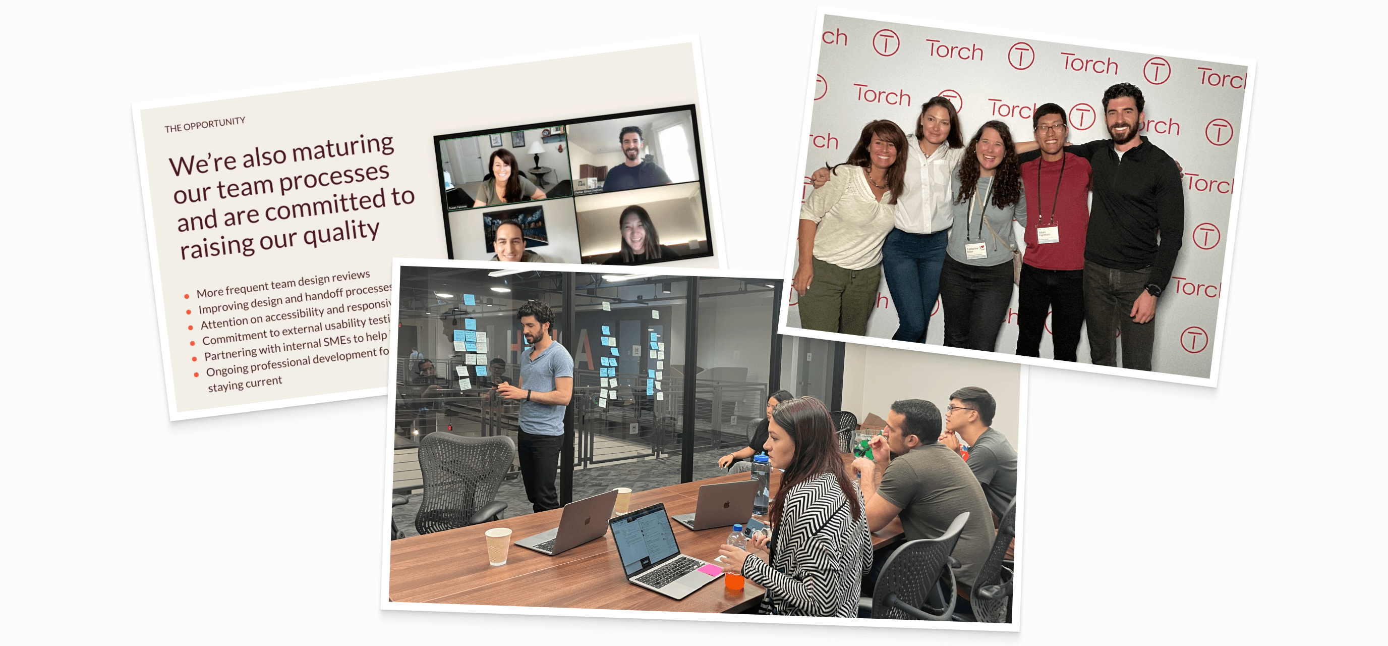 Collage of Torch team members at work.