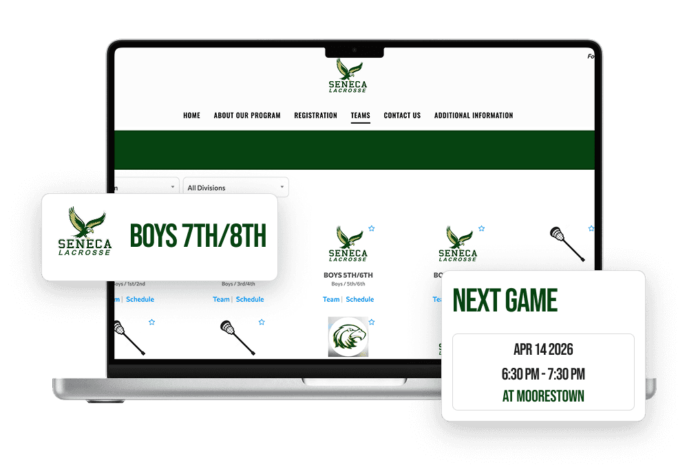 Lacrosse Website Builder Team Pages powered by TeamLinkt