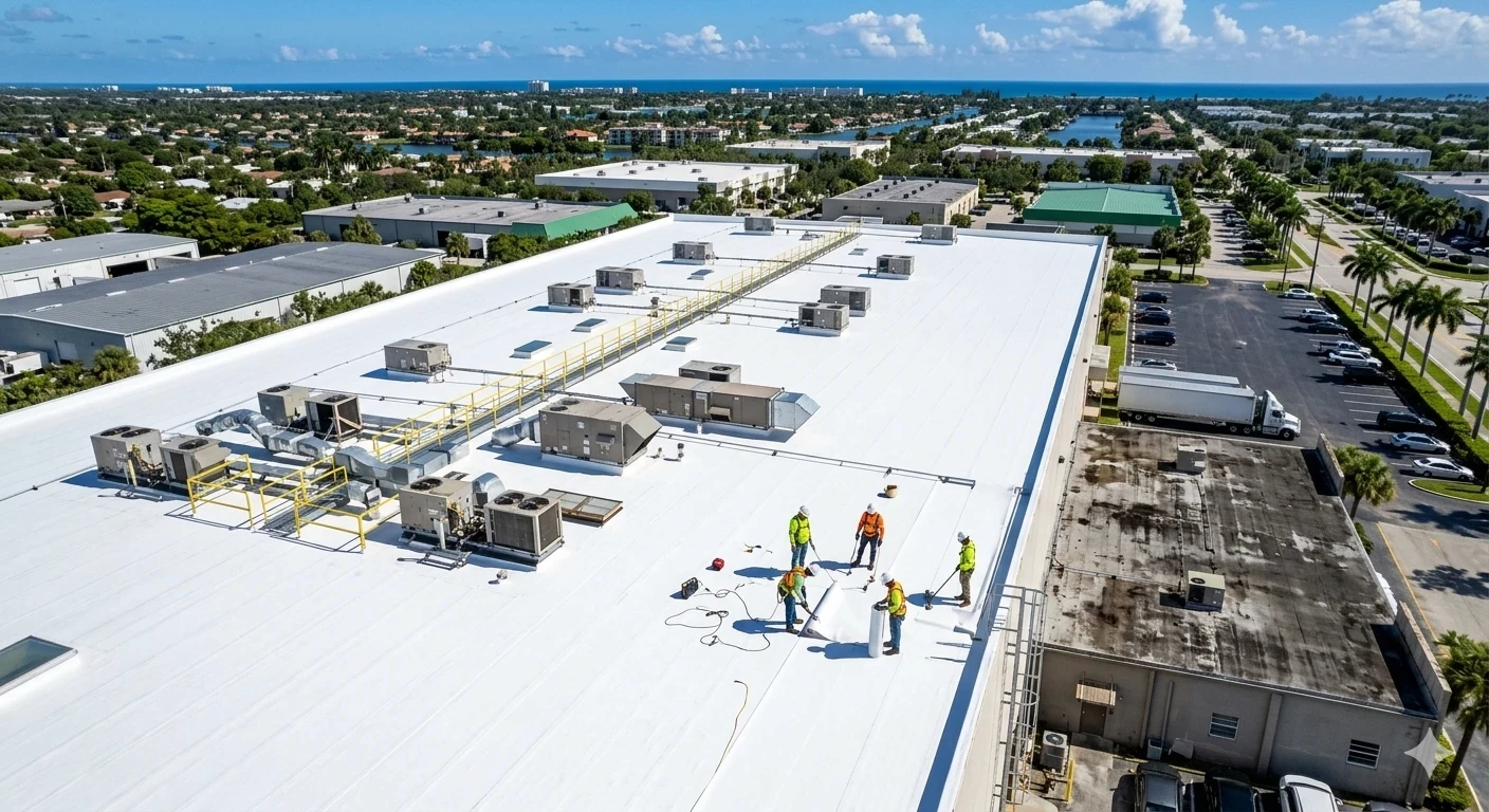 Modified bitumen roof replacement South Florida — commercial flat roof installation by Roofing Network licensed contractor