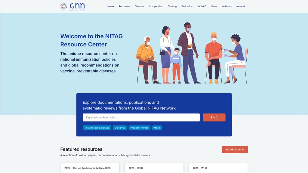 Screenshot of the Nitag homepage