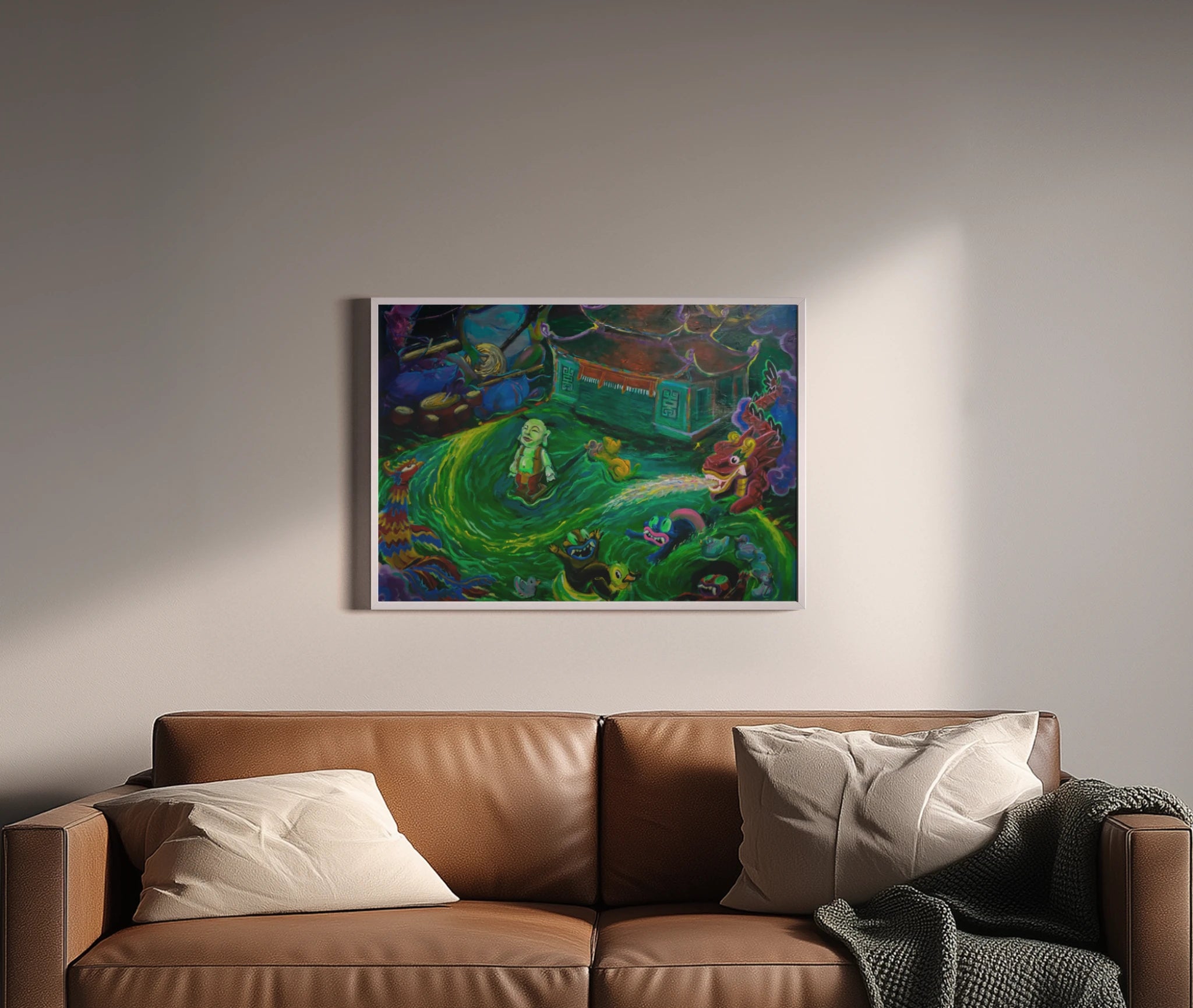 premium art poster and canvas prints, with originals available, from QART , of the artwork " The Moonlit Feast Not Yet Over "