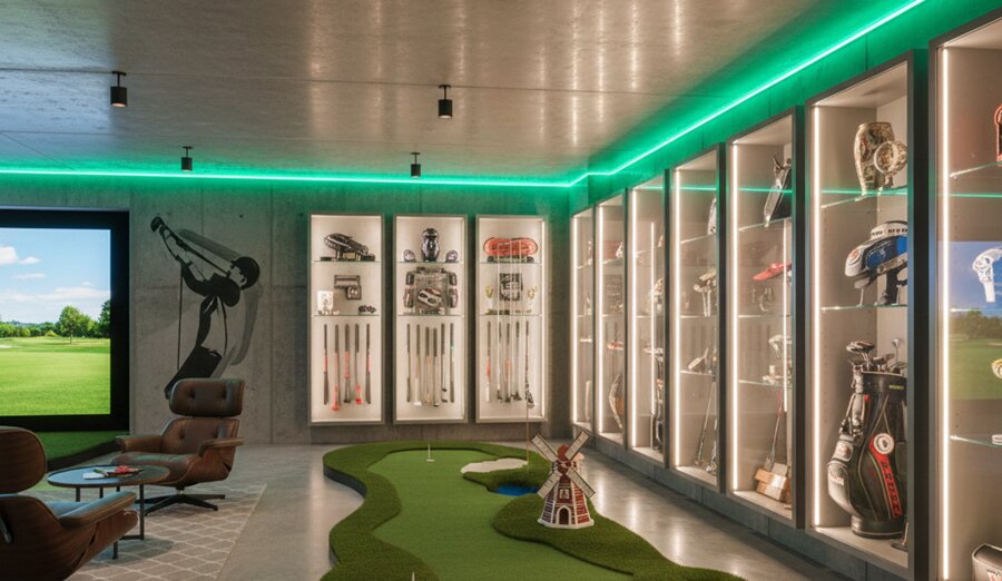 Mini golf in a gaming room