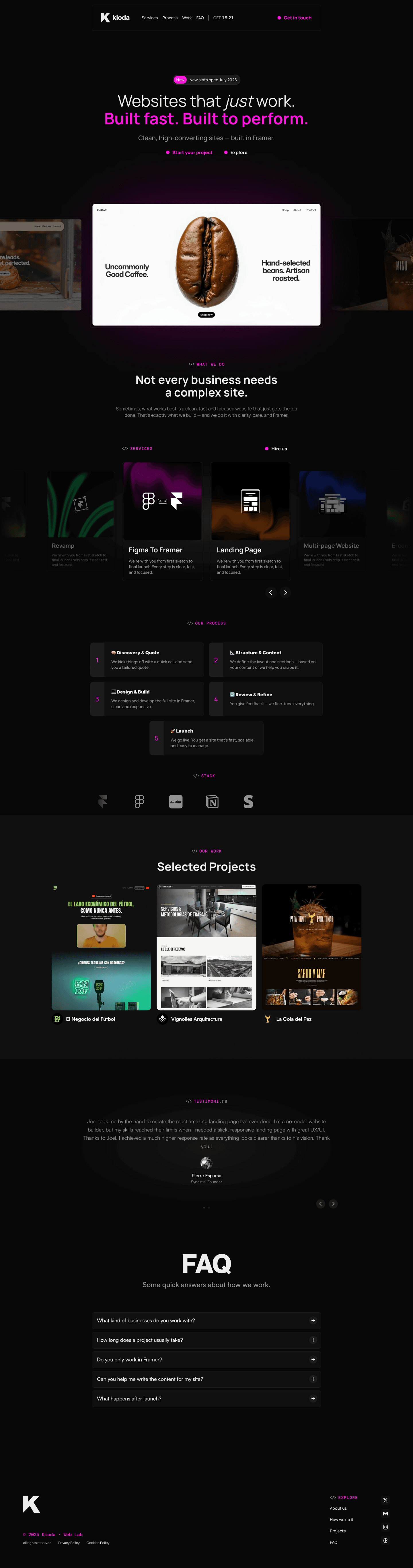A Designer website in framer