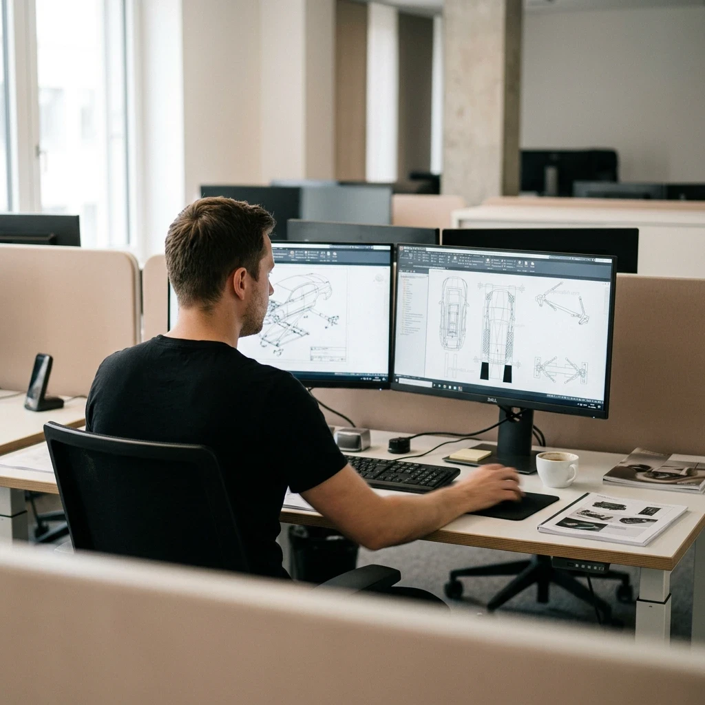 a man sitting at a desk working on a computer