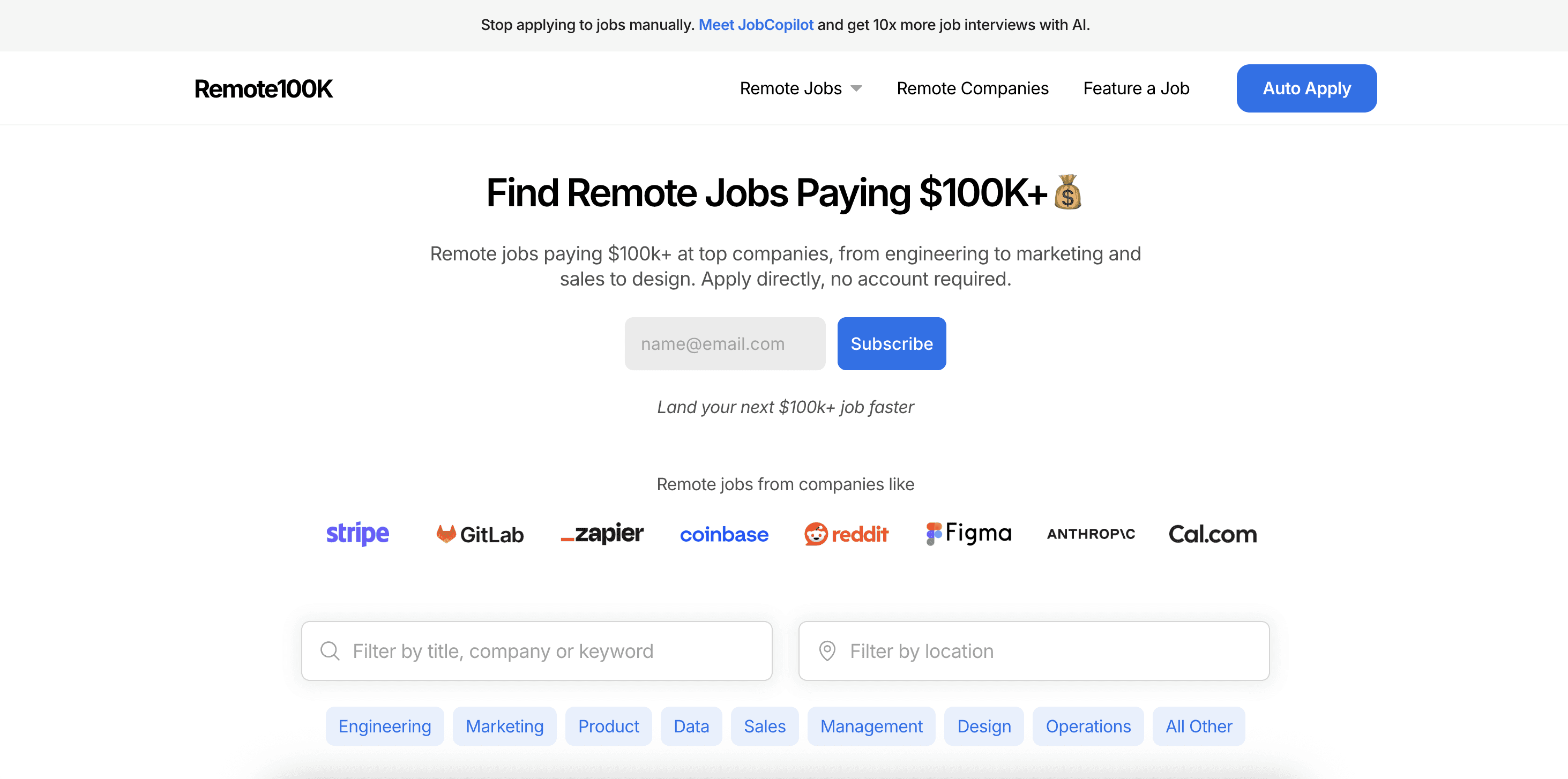 Remote100K homepage