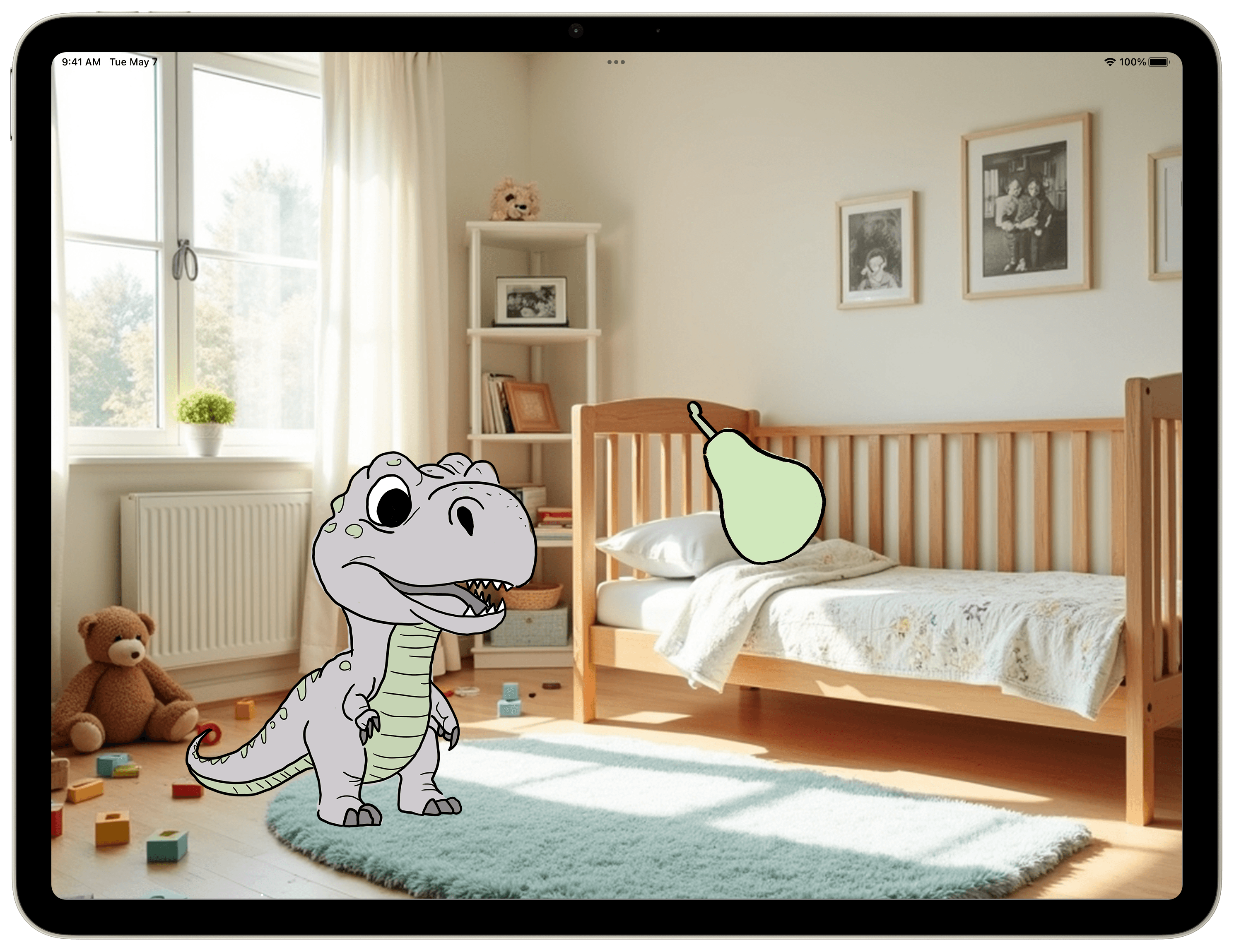 App-Screen, Spieler hat eine Birne gefunden und Rex gratuliert ihm.