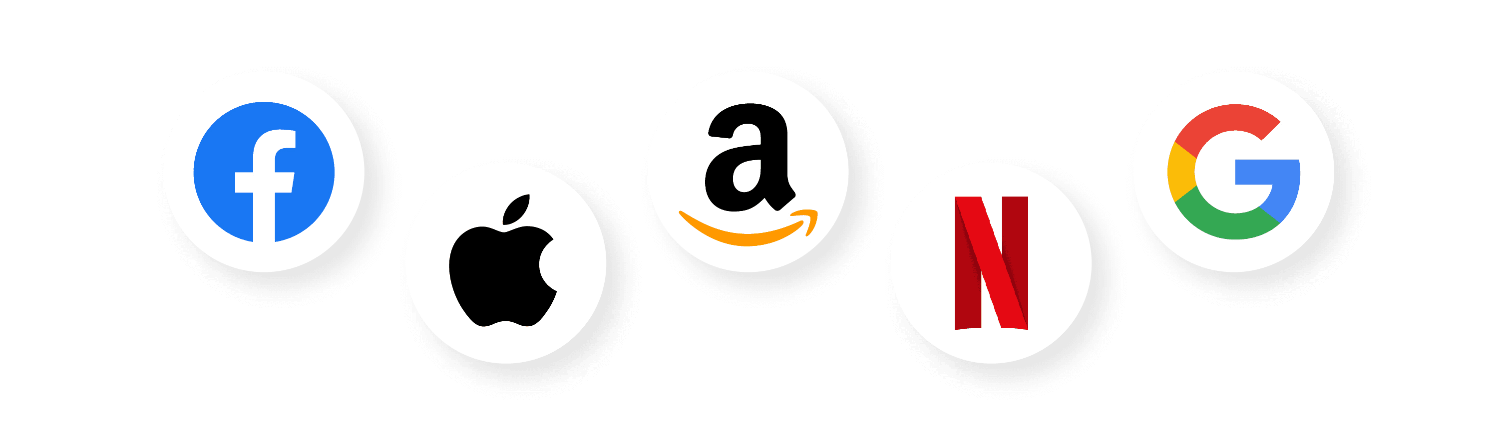 The Facebook, Amazon, Apple, Netflix, and Google logos.