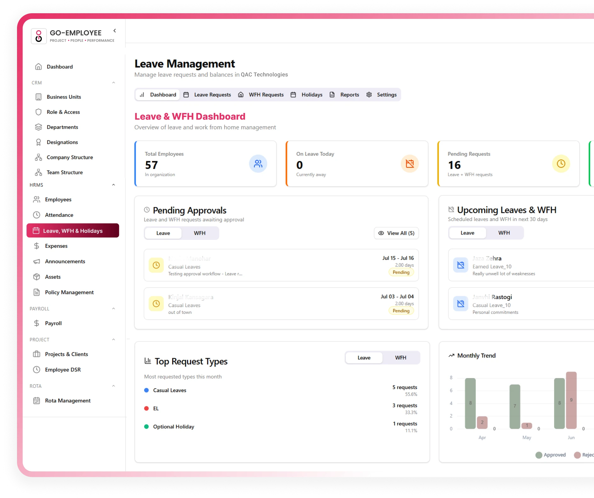 Attendance Management Dashboard