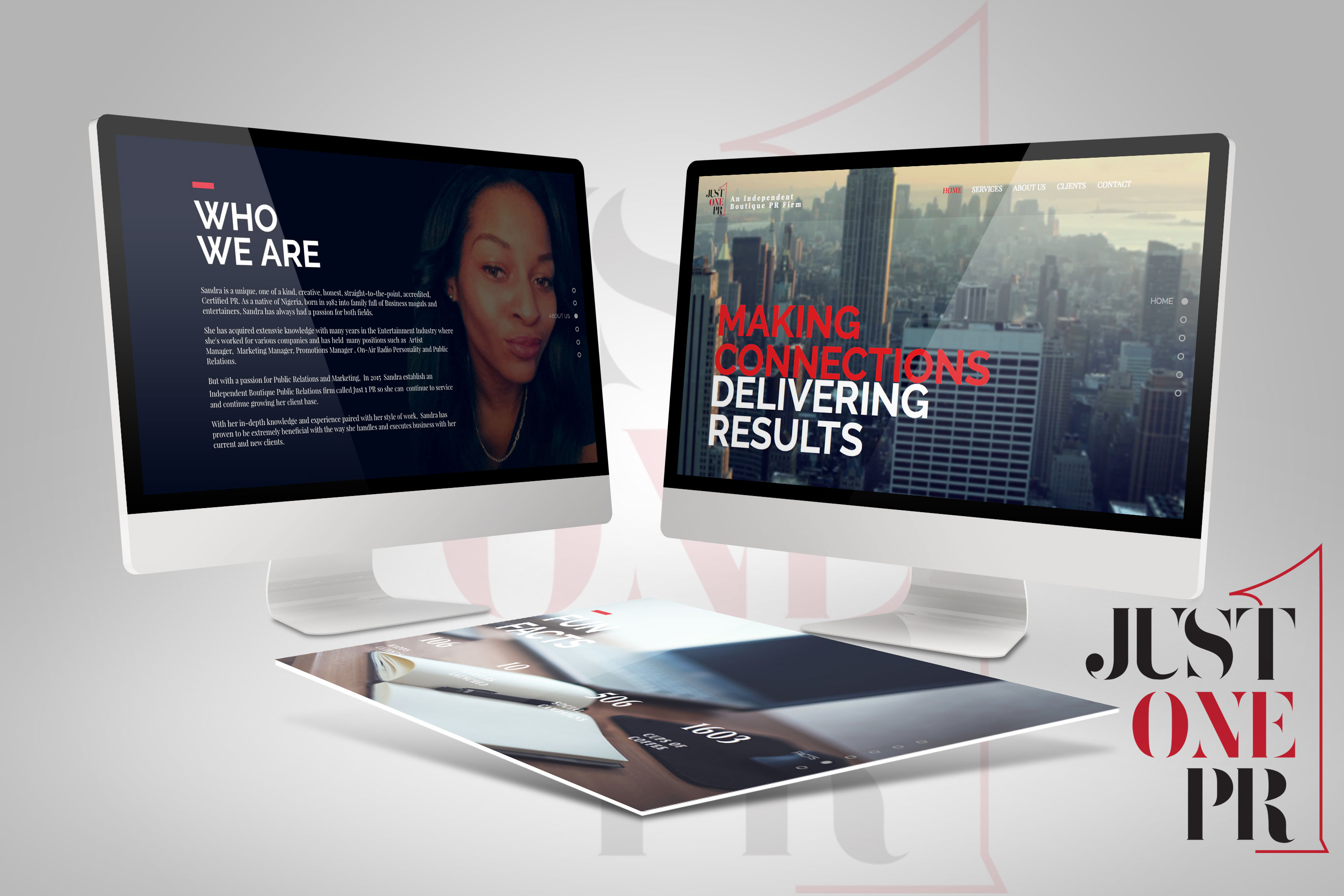 Just One PR Website Mockup