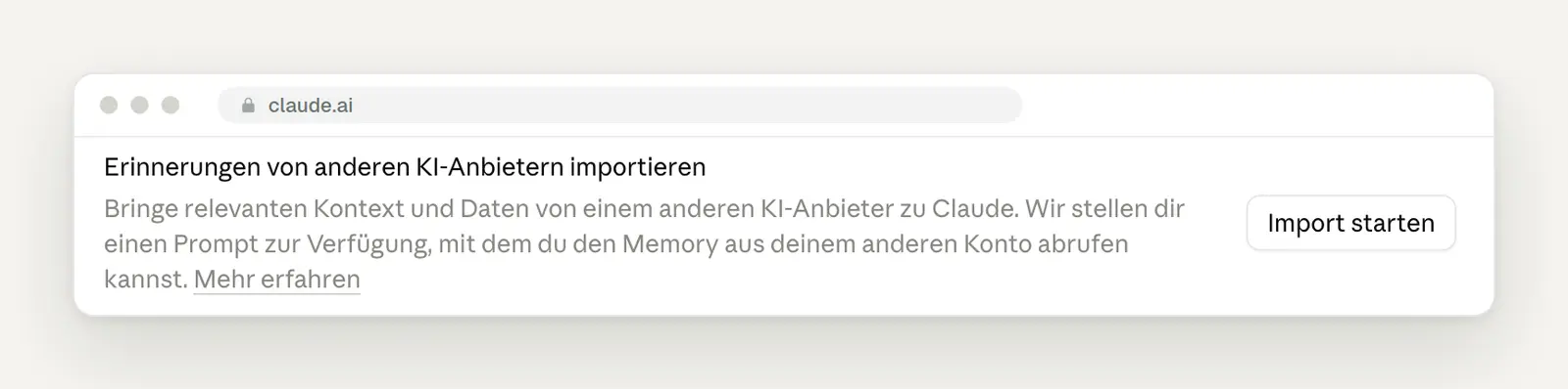 Erinnerungen von anderen KI-Anbietern wie ChatGPT in Claude importieren