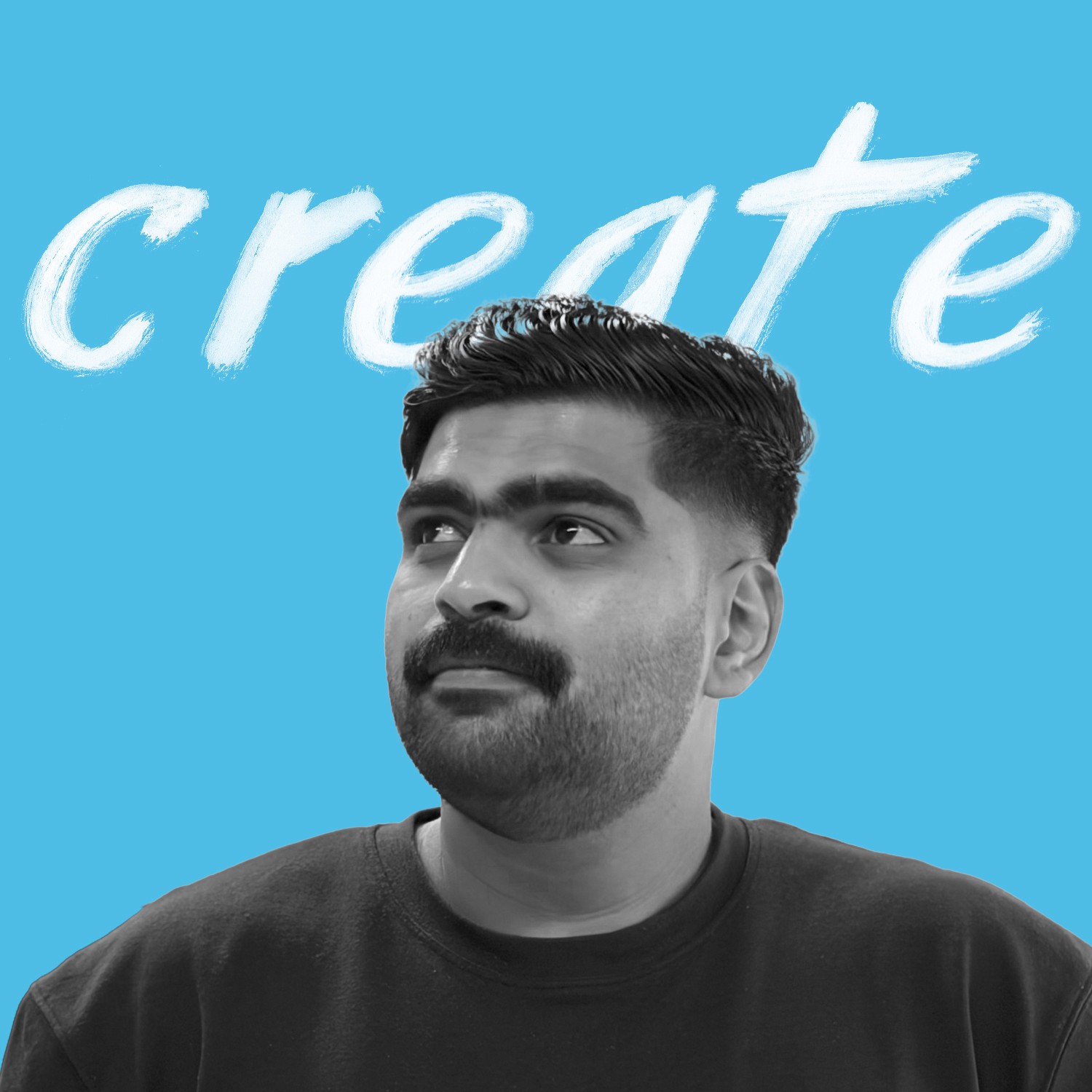 grayscale photography of man in crew-neck shirt