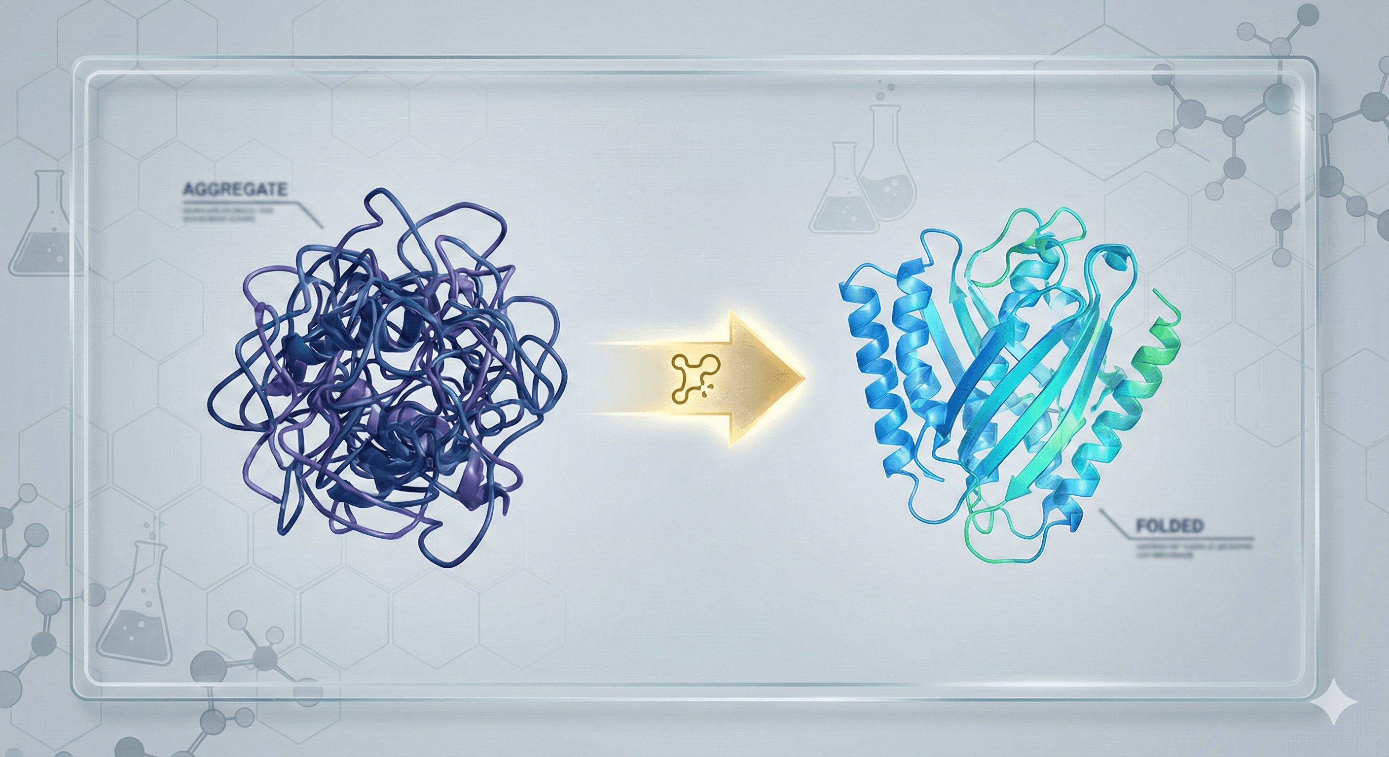 Illustration Showing Aggregated Protein to Properly Folded One