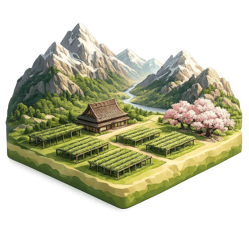 Artistic illustration of the Nagano wine region.