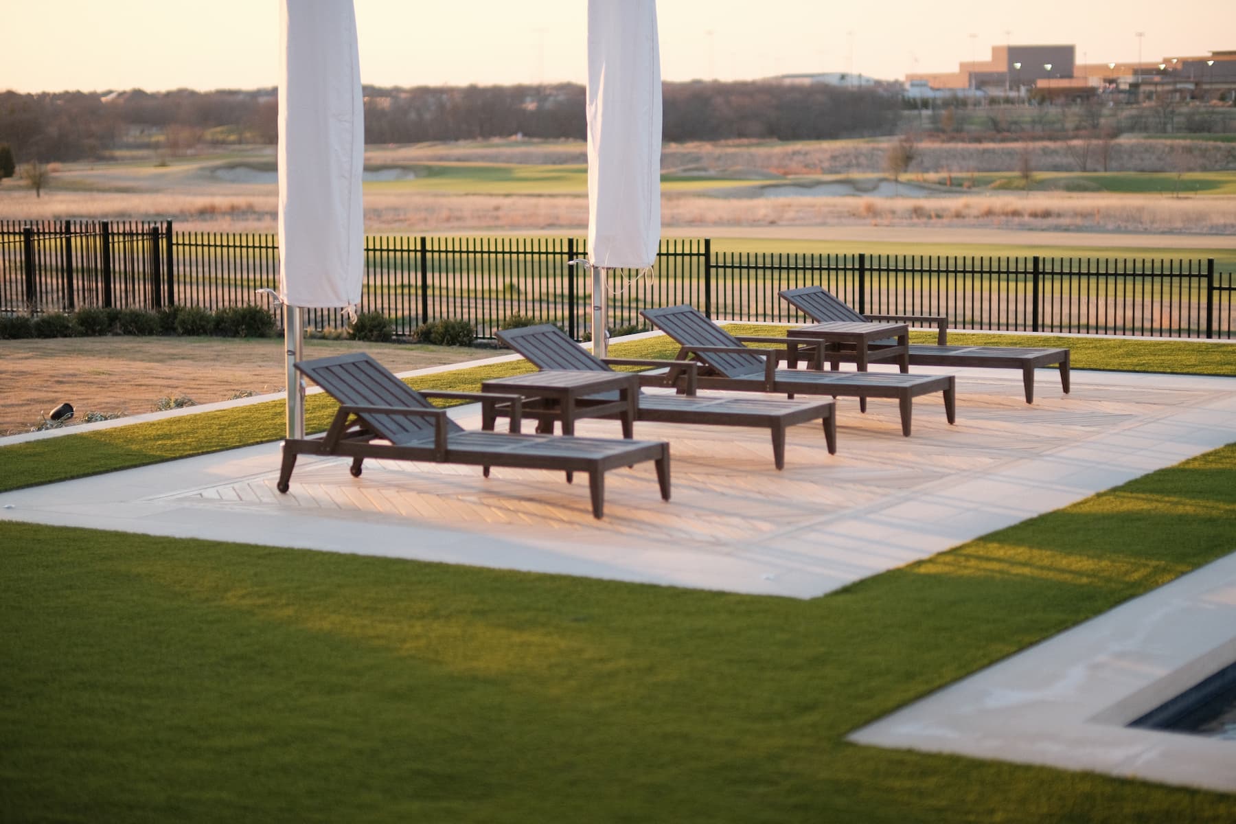 Pool lounge deck overlooking PGA golf course, The Preserve Frisco TX