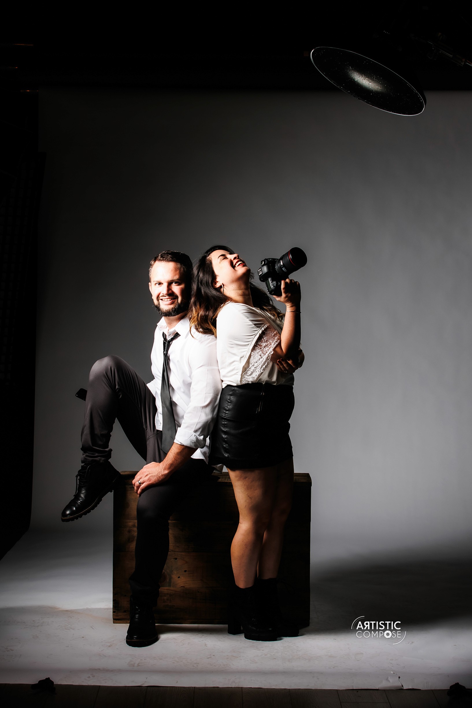 Girl with glasses look up