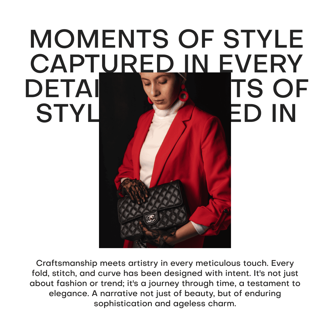 Model holding luxury handbag in red