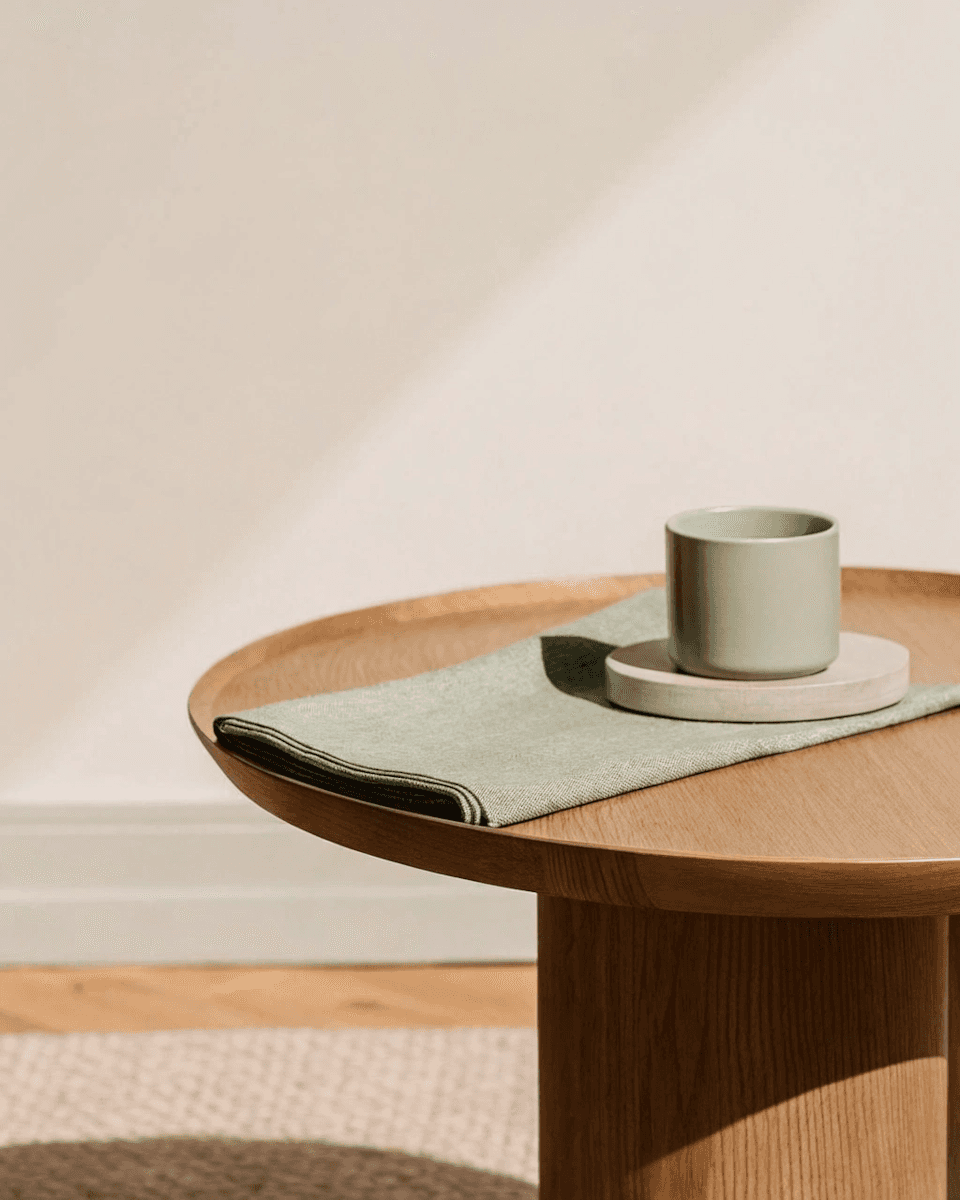 wooden table with decor