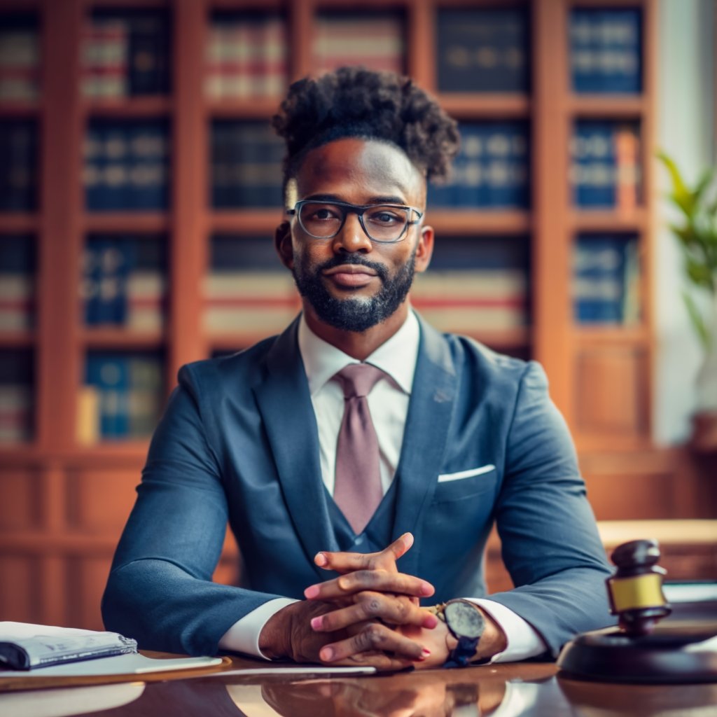 Young immigration lawyer with legal books, ready to guide you through U.S. immigration laws.
