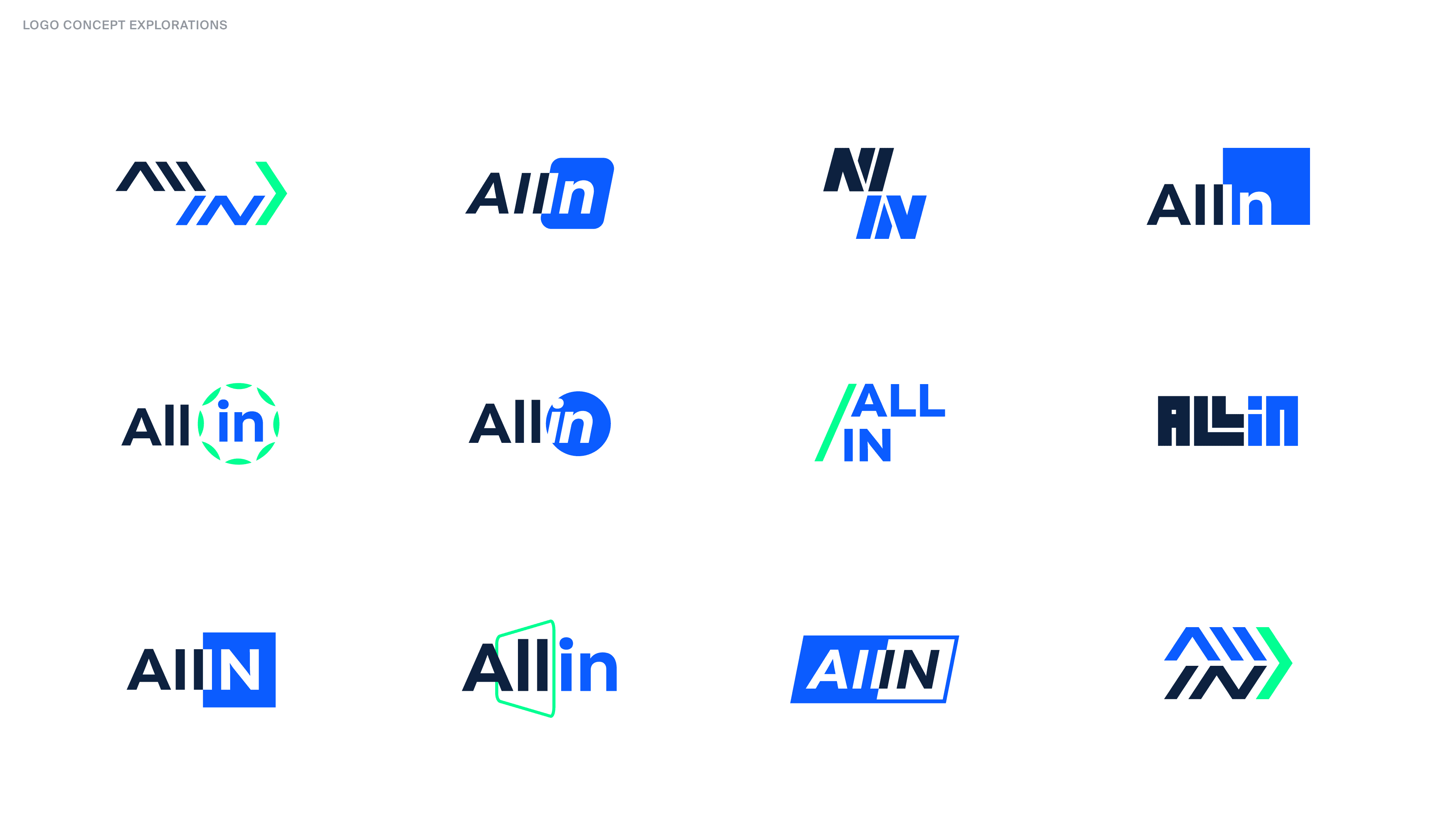 early ALL IN logo concepts