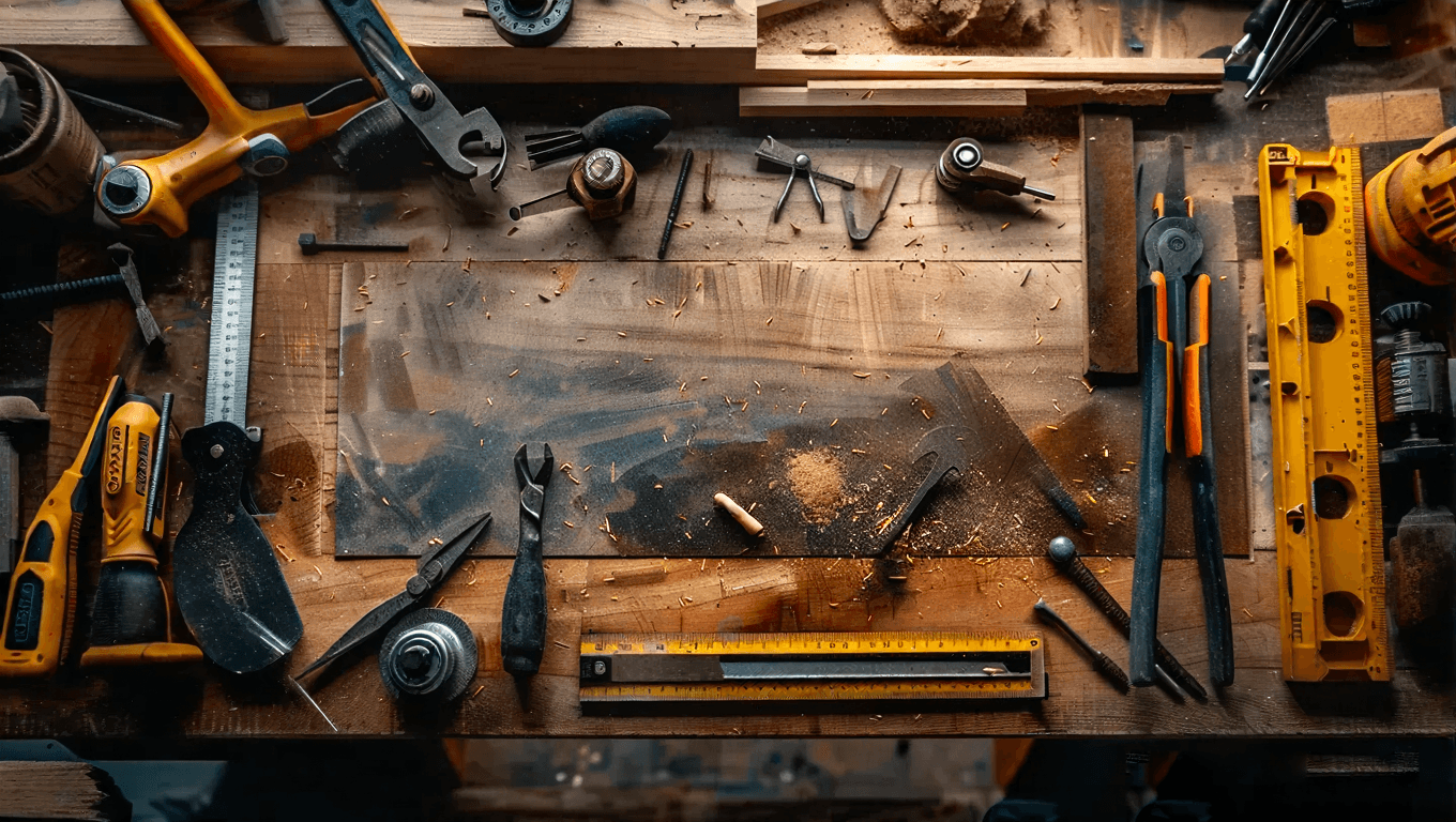 Construction tools on the table