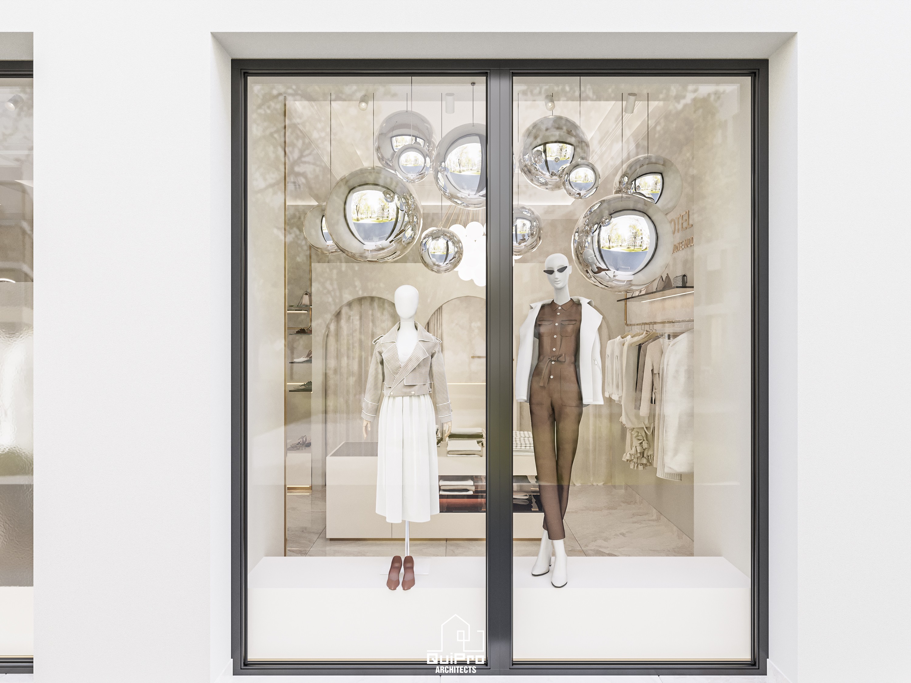 living room with brown sofa and glass window