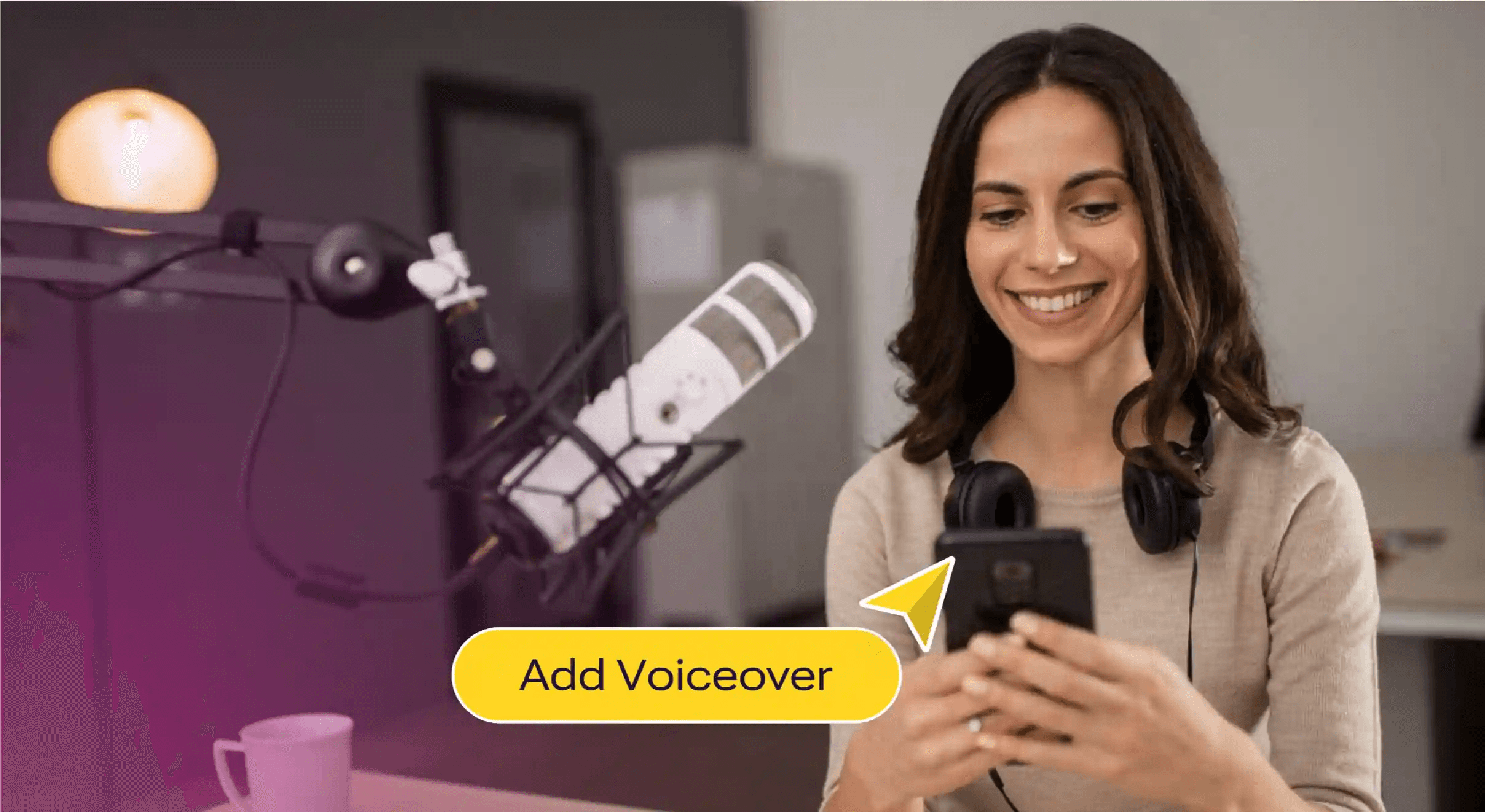 Woman recording voiceover using her smartphone - How Long Does A Document Review Take