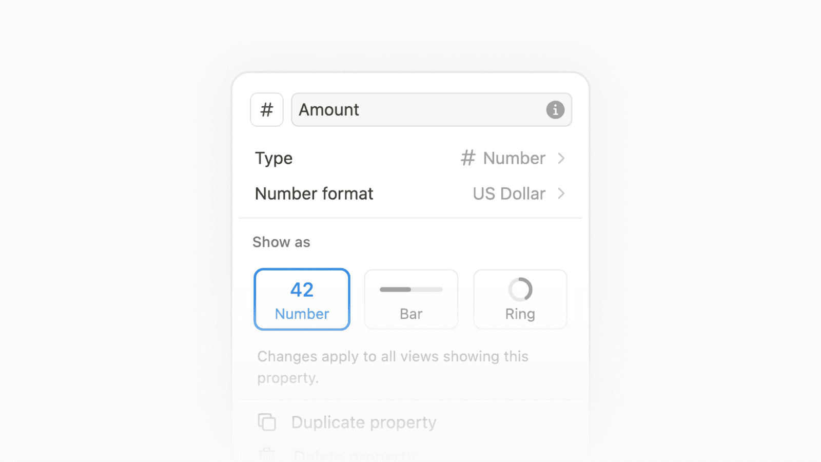 Change the currency for the Numbers property in Notion.