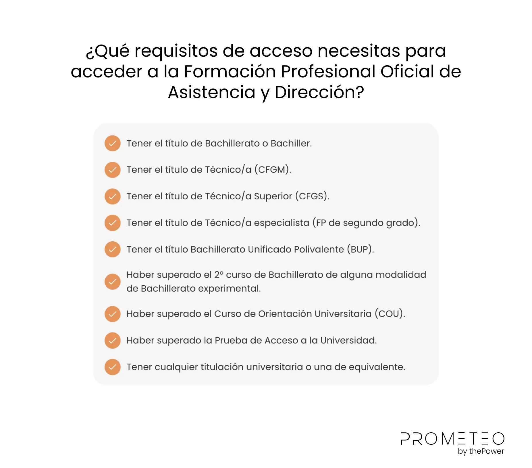 ¿Qué requisitos de acceso necesitas para acceder a la Formación Profesional Oficial de Asistencia y Dirección?