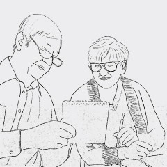 Portada de Perspectivas a largo plazo: trayectoria económica y laboral de adultos sin educación superior, estudio de IdeaPaís, mostrando una ilustración de dos personas mayores, una de ellas con una libreta y la otra con un lápiz.