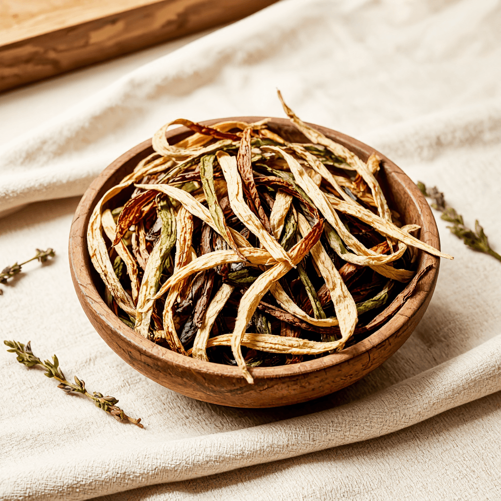 product photography of dried vegetable strips