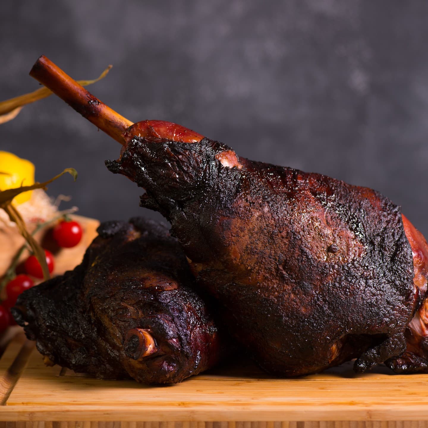 BBQ restaurant dubai serving smoked turkey legs with a rich, smoky crust and bold Texas-style flavour.