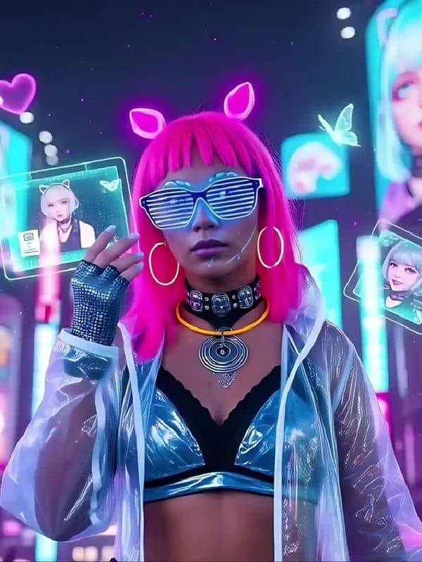 Realistic pink-haired girl after character swap with Wan 2.2.